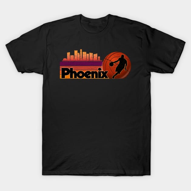 Basketball Fans Phoenix Cityscape T-Shirt by Dibble Dabble Designs